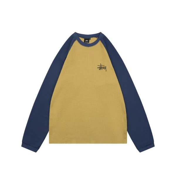 Stussy Waffle Knit Raglan Shirt Khaki Front view