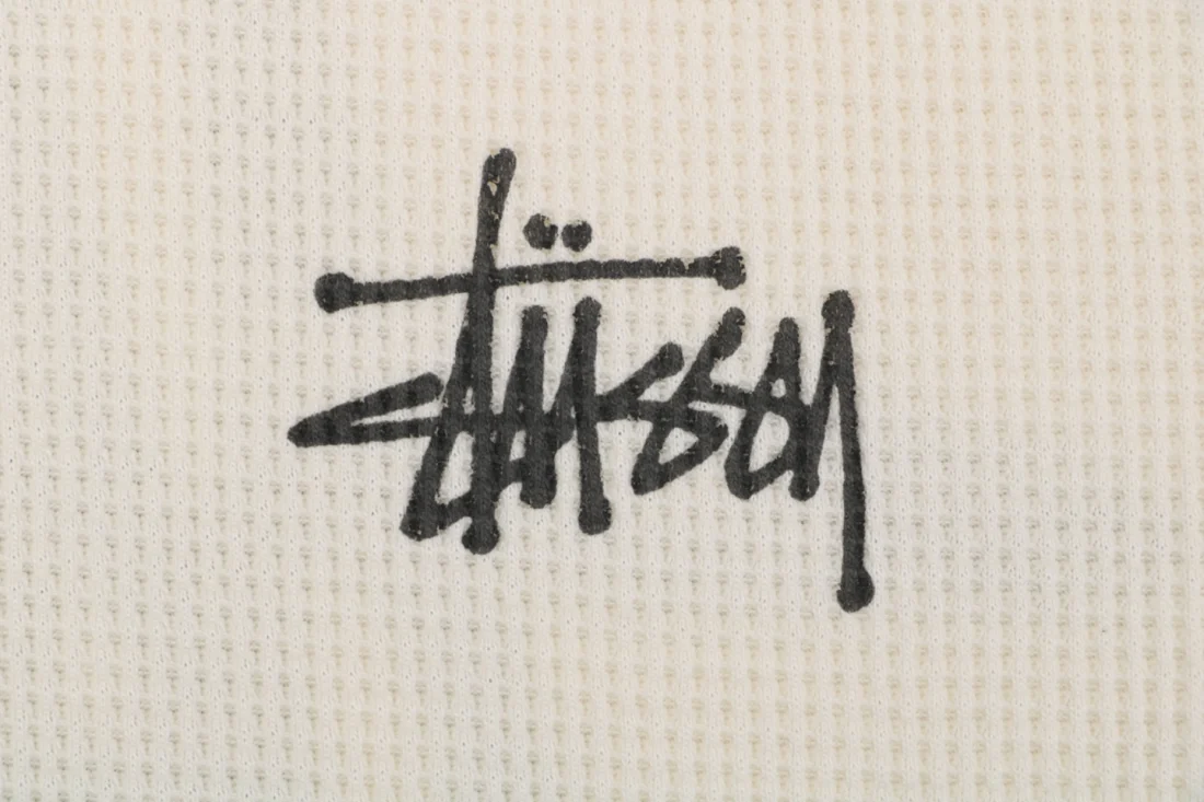 Stussy Waffle Knit Raglan Shirt White Front Brand