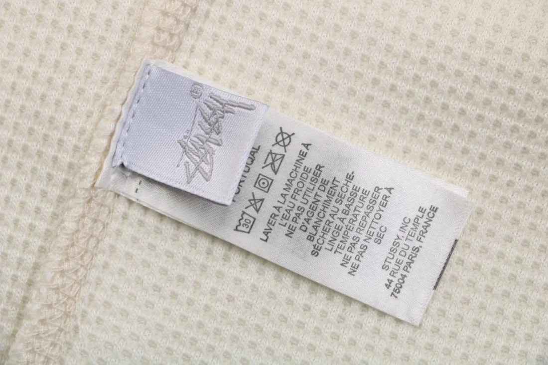 Stussy Waffle Knit Raglan Shirt White Wash label