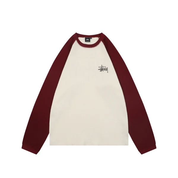 Stussy Waffle Knit Raglan Shirt White Front view