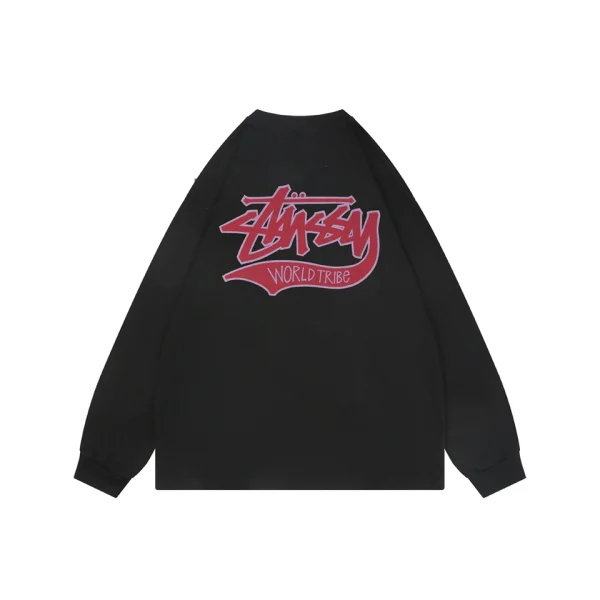 Stussy World Tribe Graffiti Logo Print Oversized Shirt Black Back view