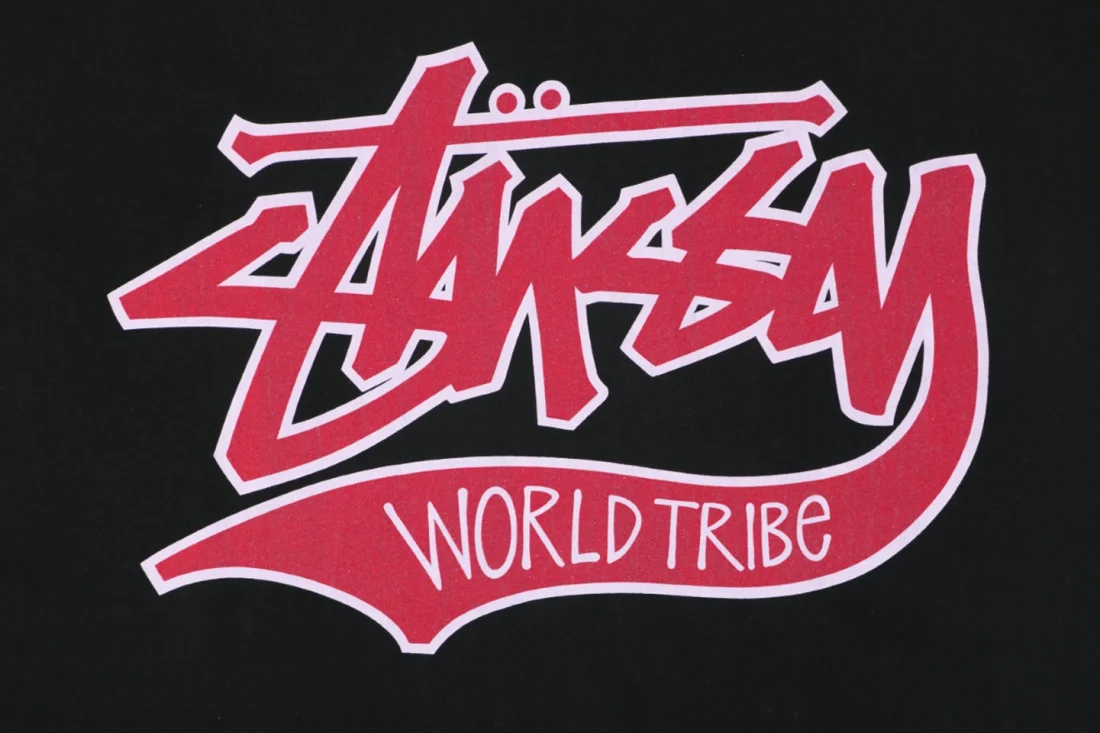 Stussy World Tribe Graffiti Logo Print Oversized Shirt Black Print